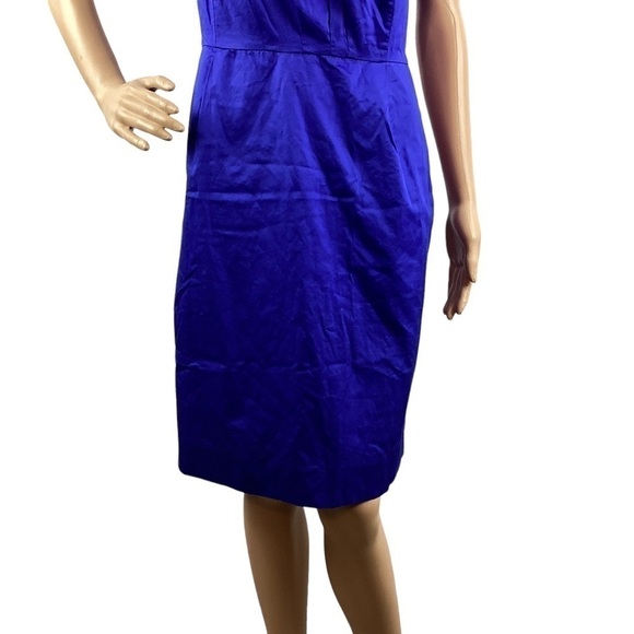 J.Crew Factory One Shoulder Dress Size 8 Blue Cotton - Picture 3 of 6